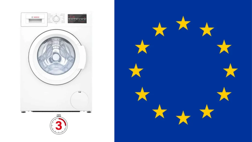 European washing machine on flag