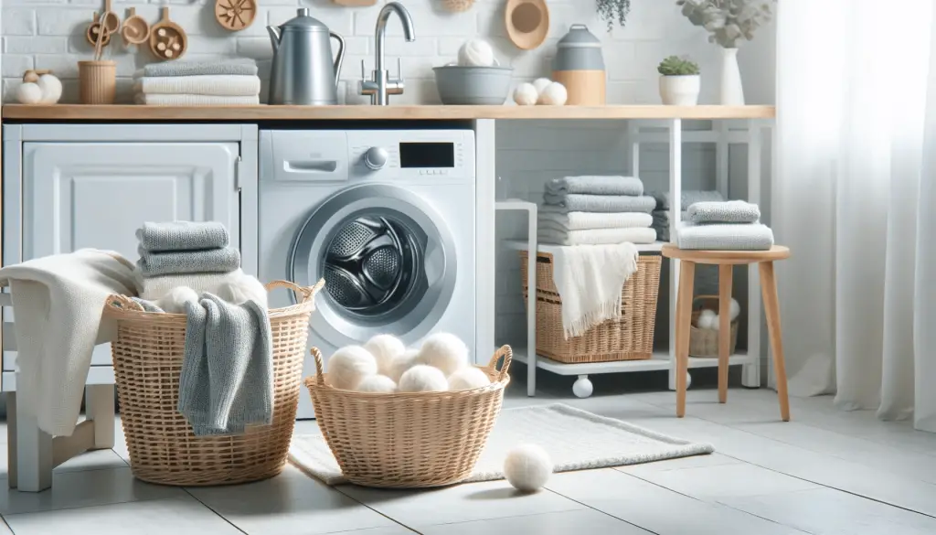 woolen dryer balls in the washer