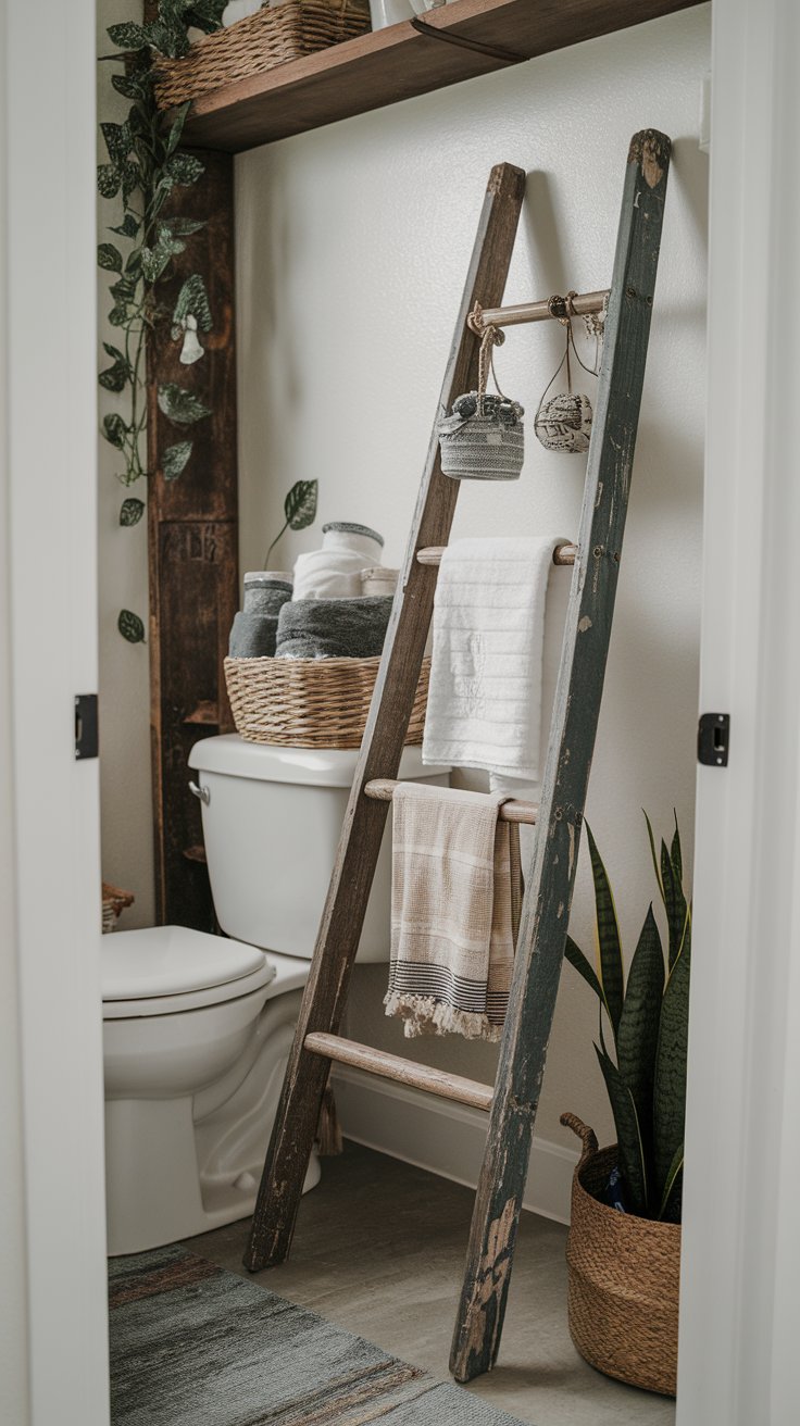 Decorate with a Vintage Ladder for a Unique Accent