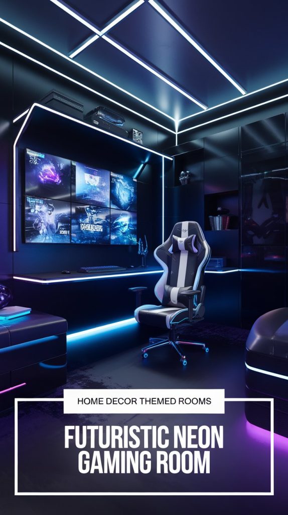 Futuristic Neon Gaming Room