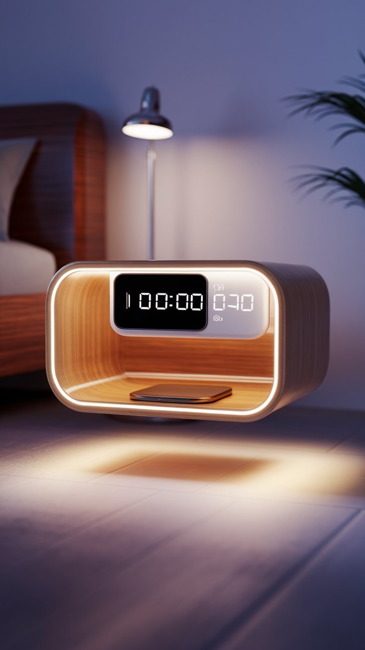 Floating wireless charging nightstands