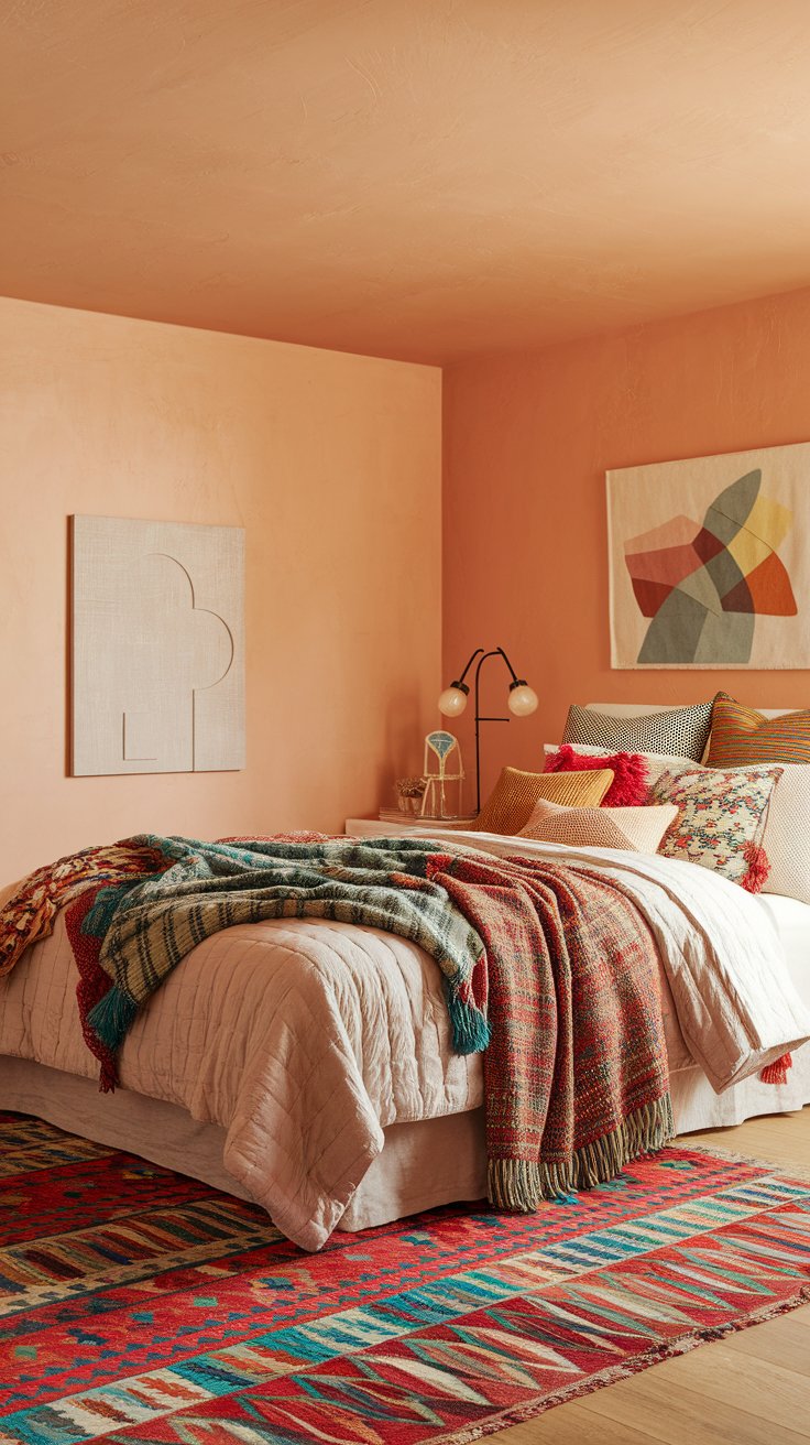 Layer bold colors with textiles