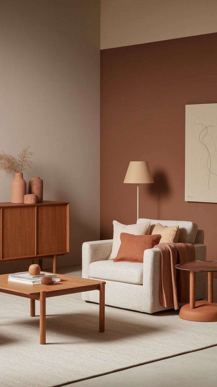 Layer neutral and warm earthy wall colors