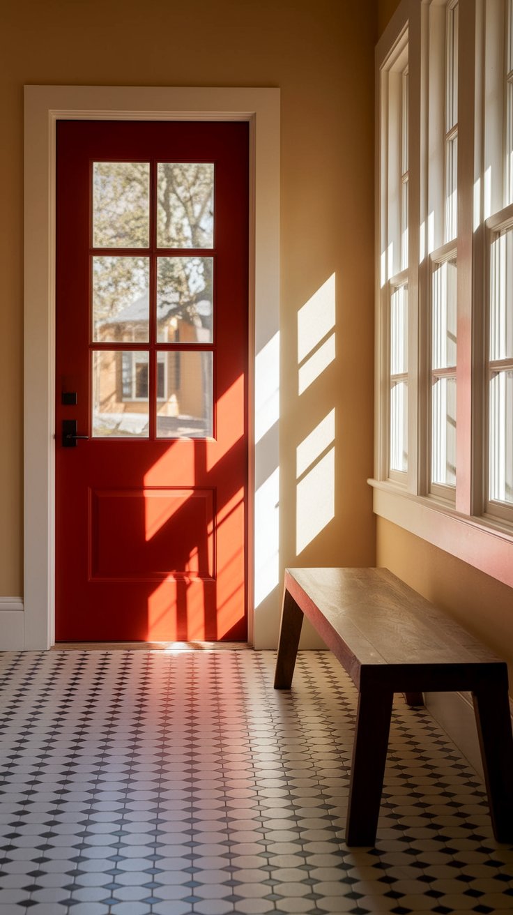 Use bold-colored doors to make an entrance