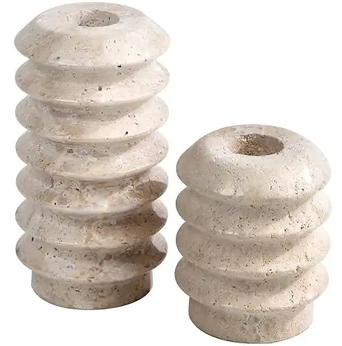 HofferRuffer Travertine Candlestick Holders