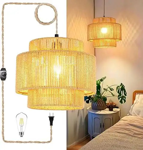 Boho Hanging Lamp Dimmable for Living Room, Bedroom