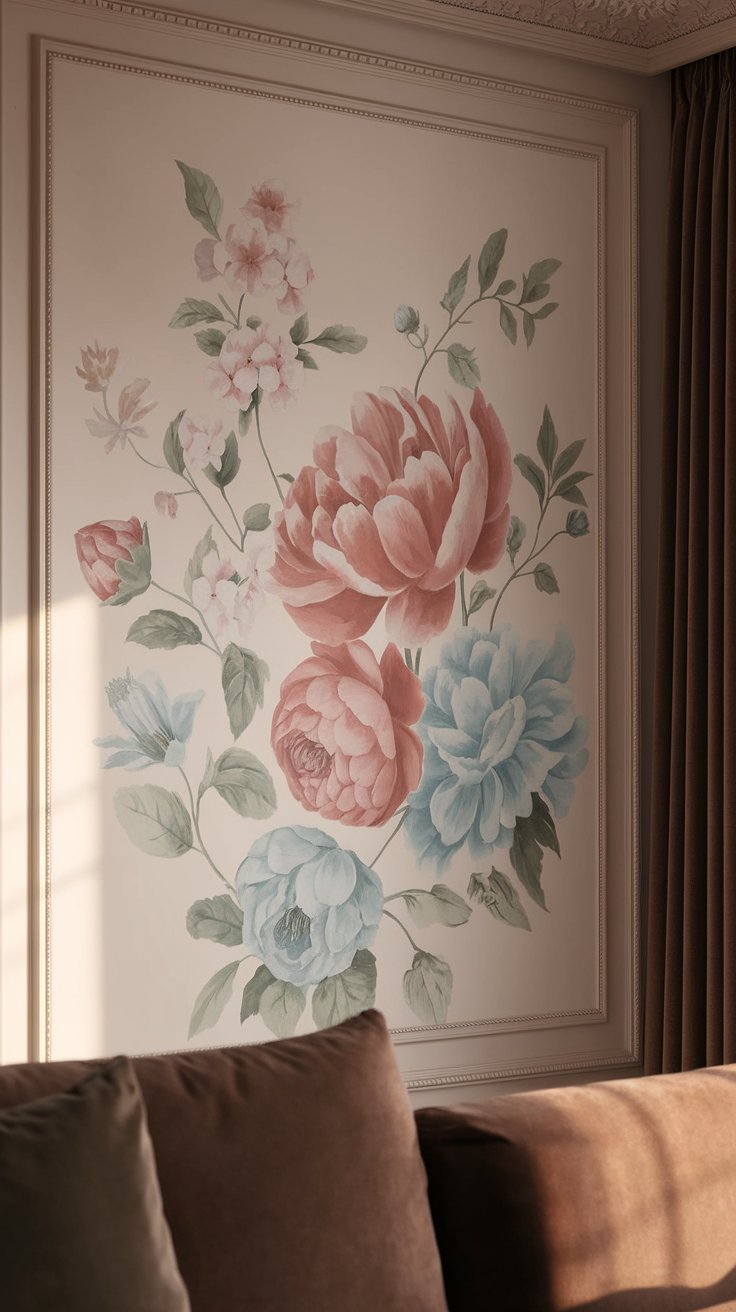 Hand-Painted Floral Wall Panels