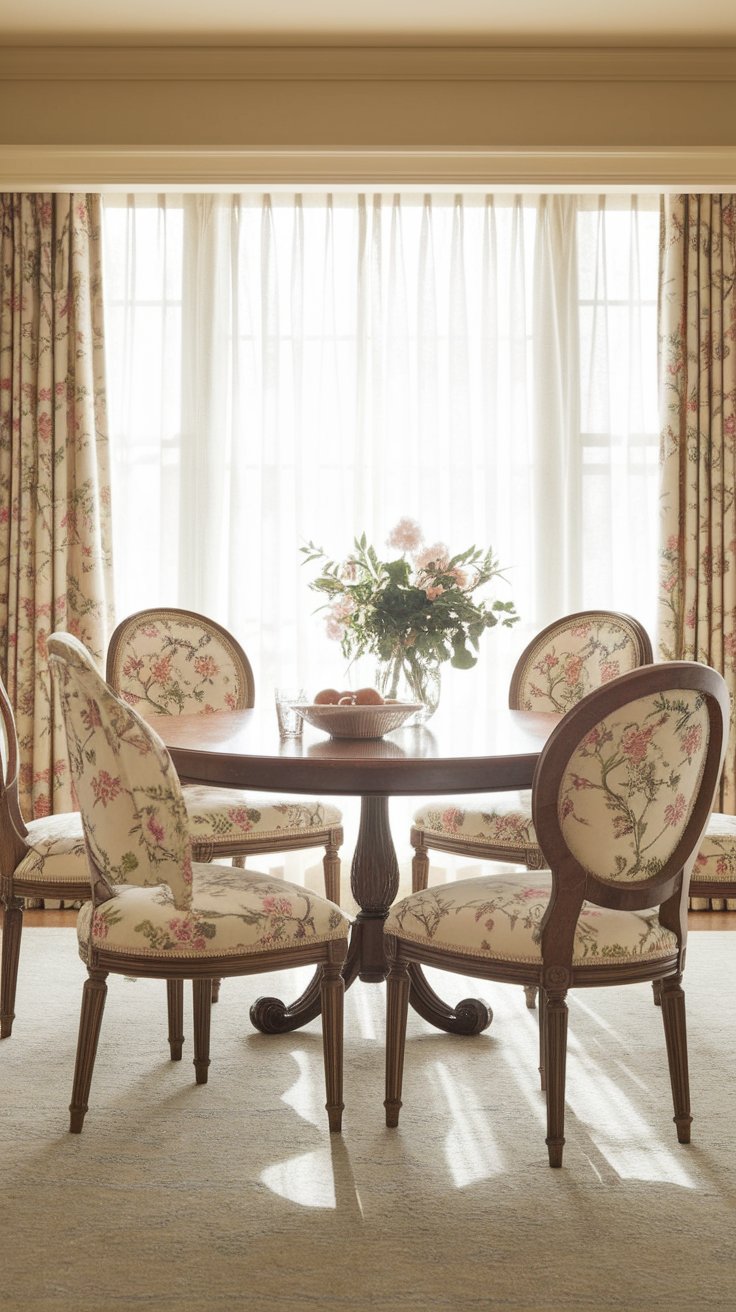 Floral Upholstered Dining Chairs