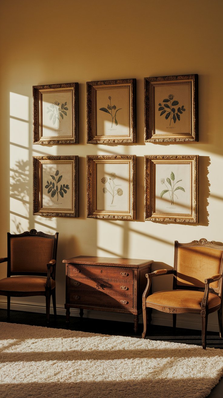 Gold-Framed Botanical Gallery Wall