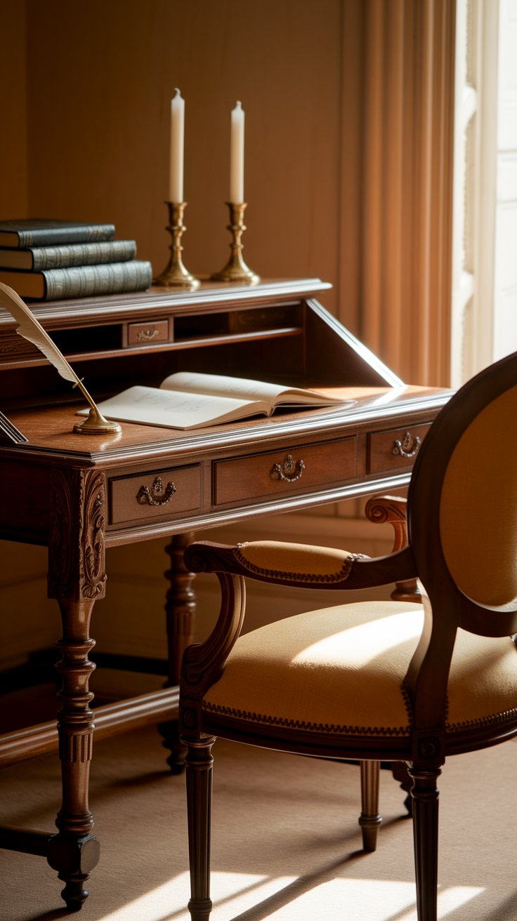 Antique-Style Writing Desk and Chair Set