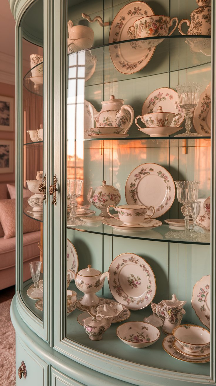 Pastel-Colored China Cabinet Display