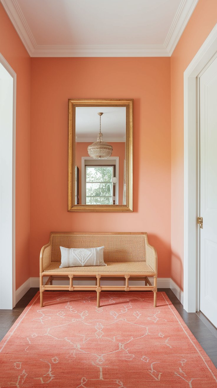 Add soft peach or coral for a welcoming, uplifting vibe