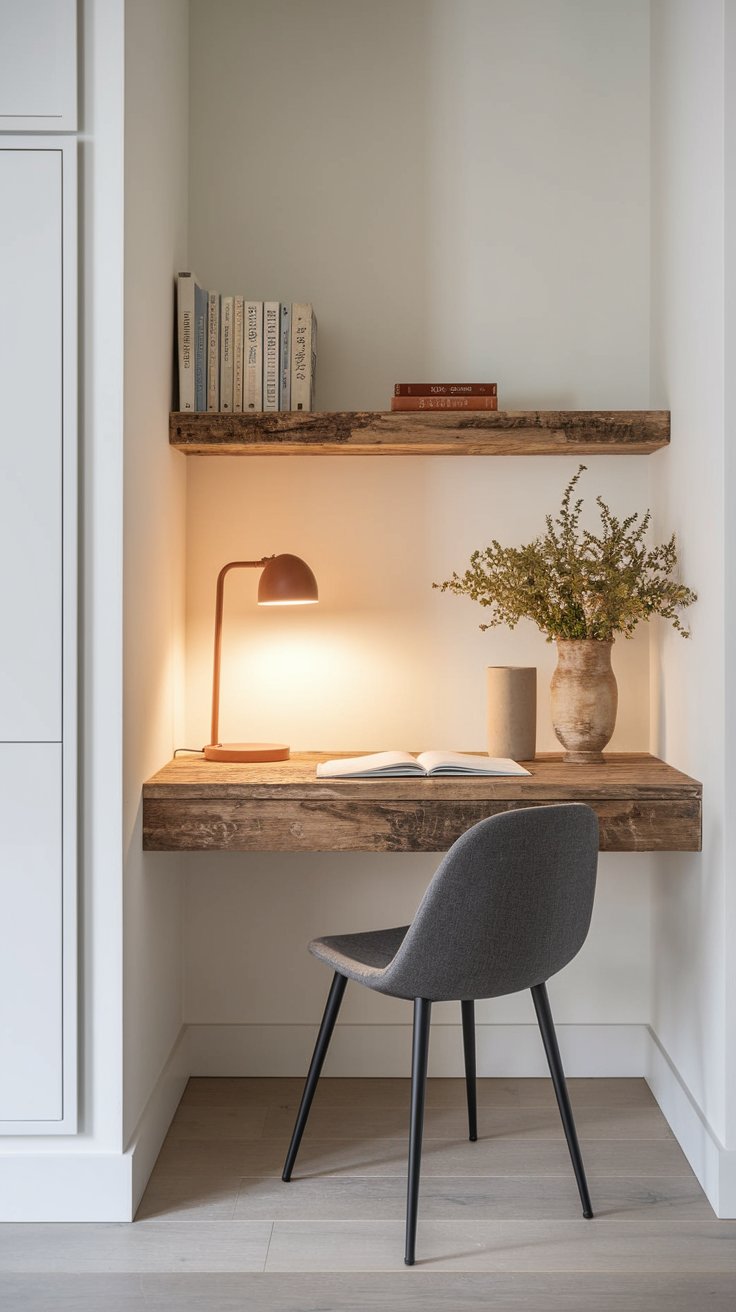 Reclaimed Wood Floating Desk for Small Spaces