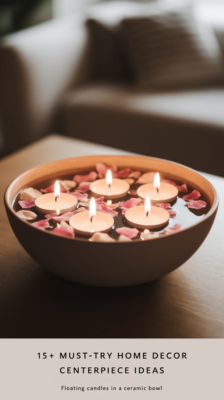 Artistic Ceramic Bowls with Floating Candles