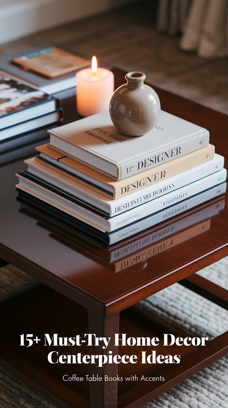 Stack of Coffee Table Books with Decorative Accents