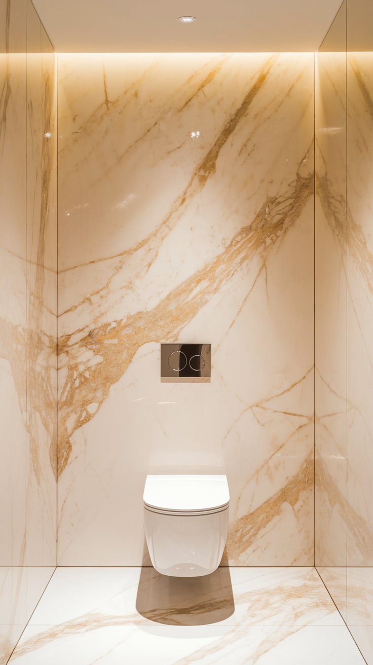 The "Marble Slab Accent Wall" – Ultra-Luxurious & Minimalist