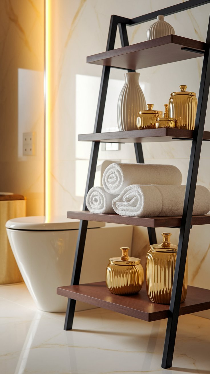 The "Tiered Ladder Shelf" – Luxe Storage with a Decorative Twist