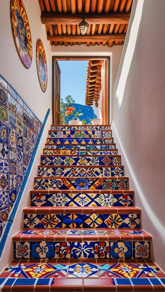 Mexican Tiled Staircases for a Dramatic Entrance