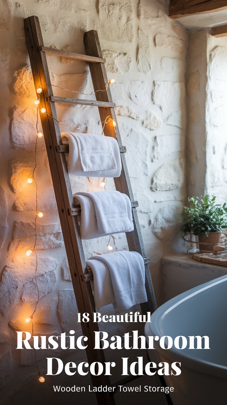 Wooden Ladder for Towel Storage