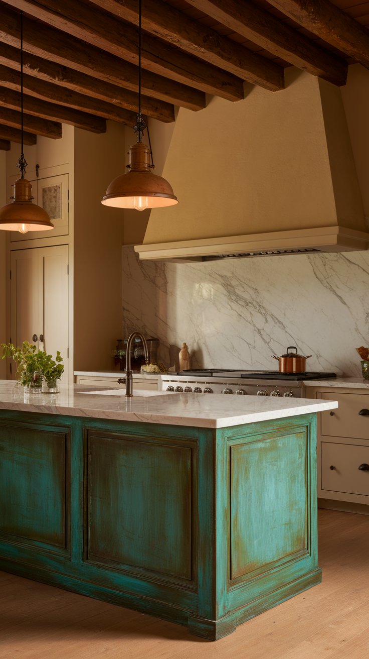 Patina Green Kitchen Islands