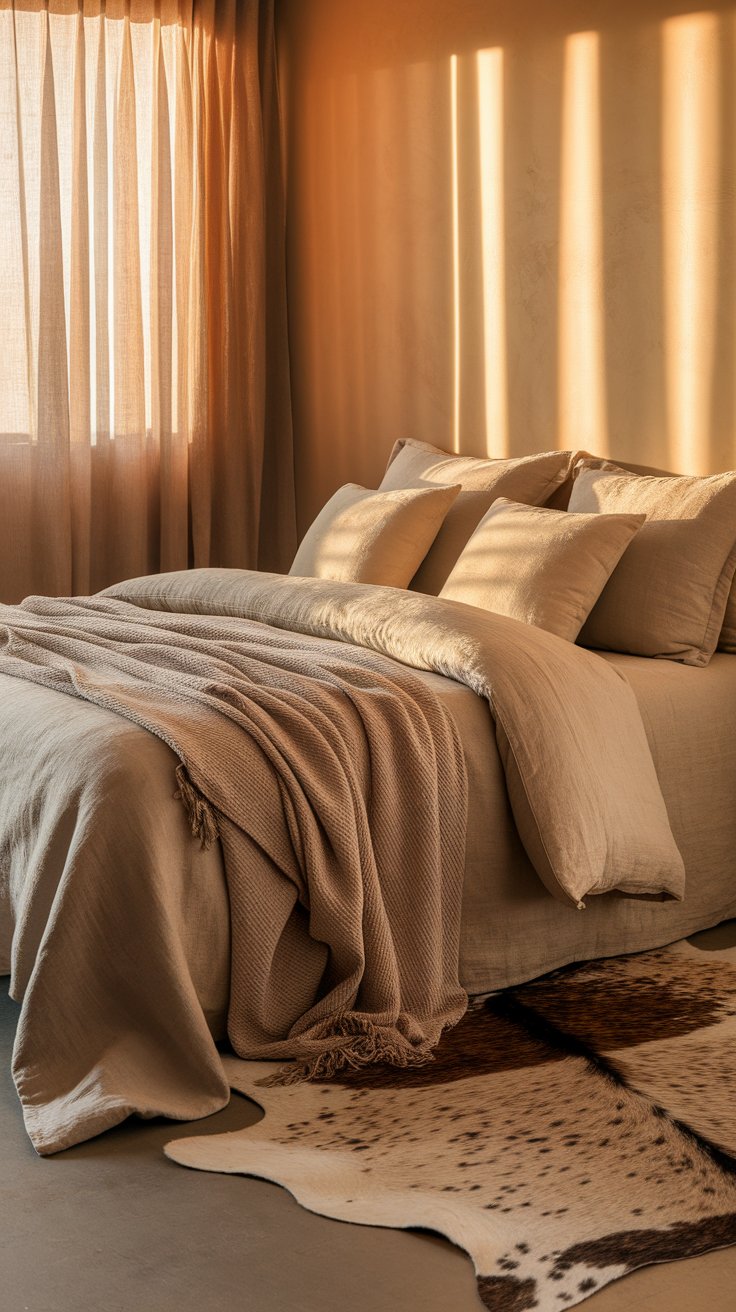 Cowhide + Linen Bed Layering