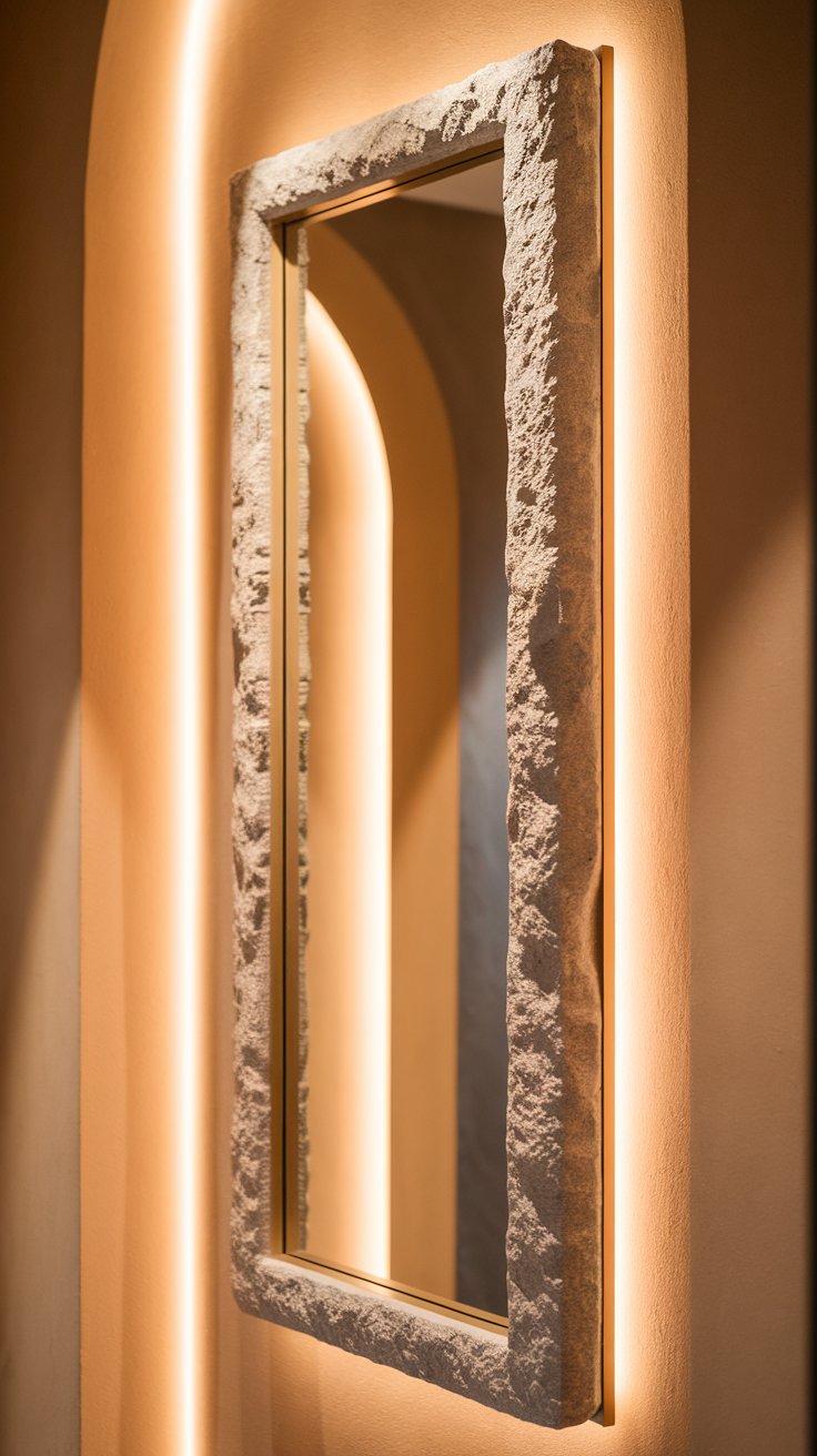 Stone-Framed Mirrors in Soft Gold