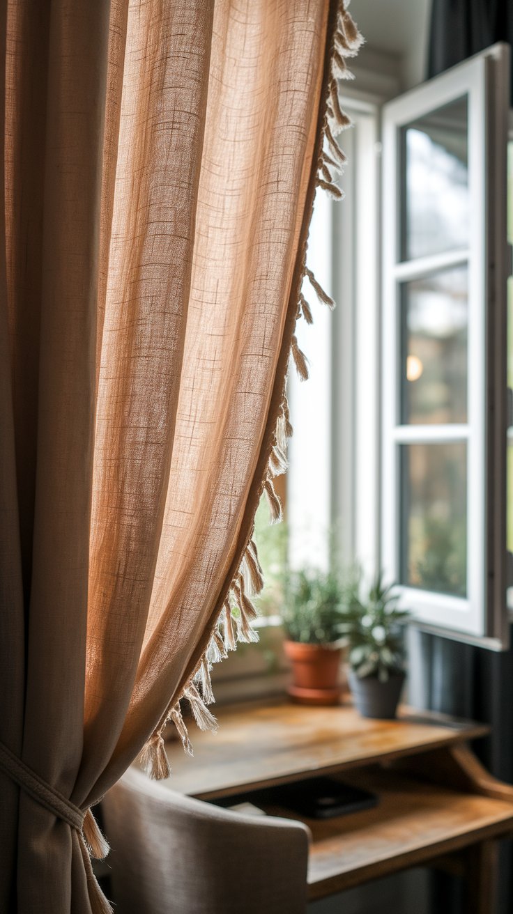 Linen Drapes with Raw Hem Details