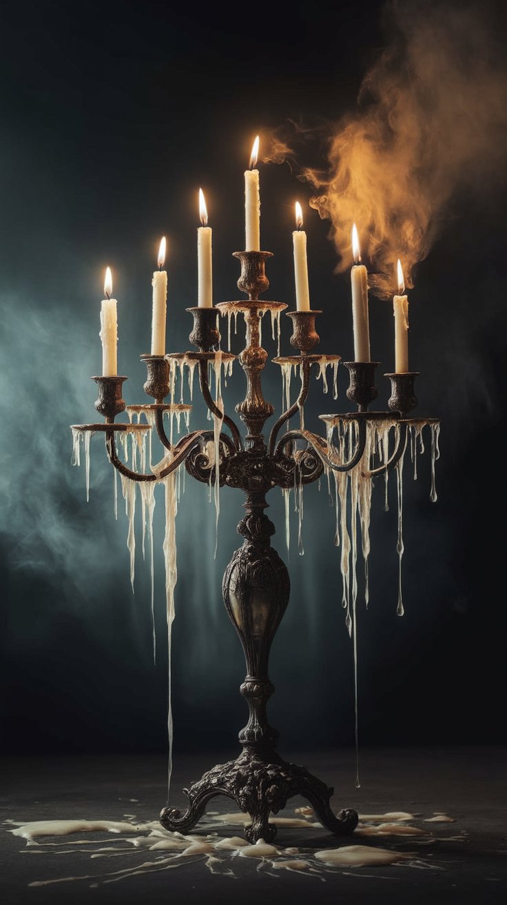 Antique Candelabras with Dripping Wax