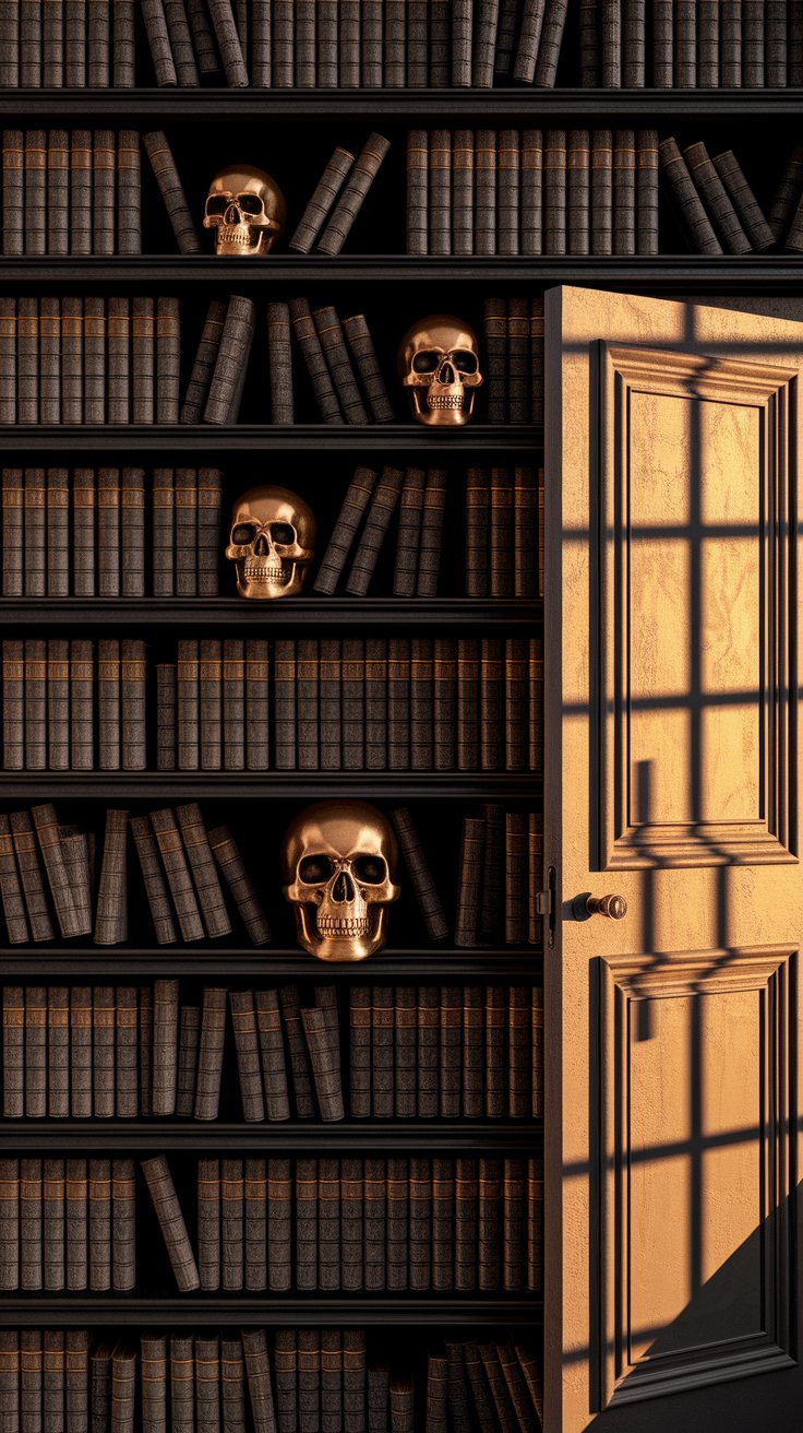 Dramatic Black Bookshelves with Curated Decor