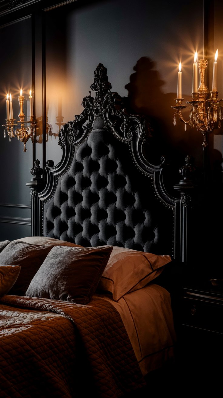 Ornate Gothic Headboard for a Haunting Bedroom