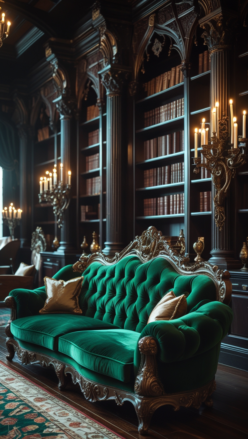 Velvet and Dark Leather Furniture