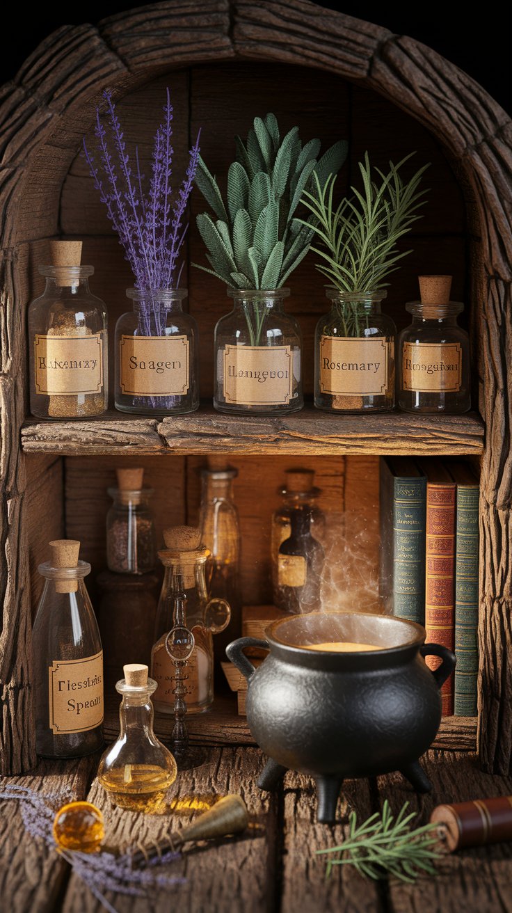 Apothecary Jars & Dried Herbs for a Spellbinding Look