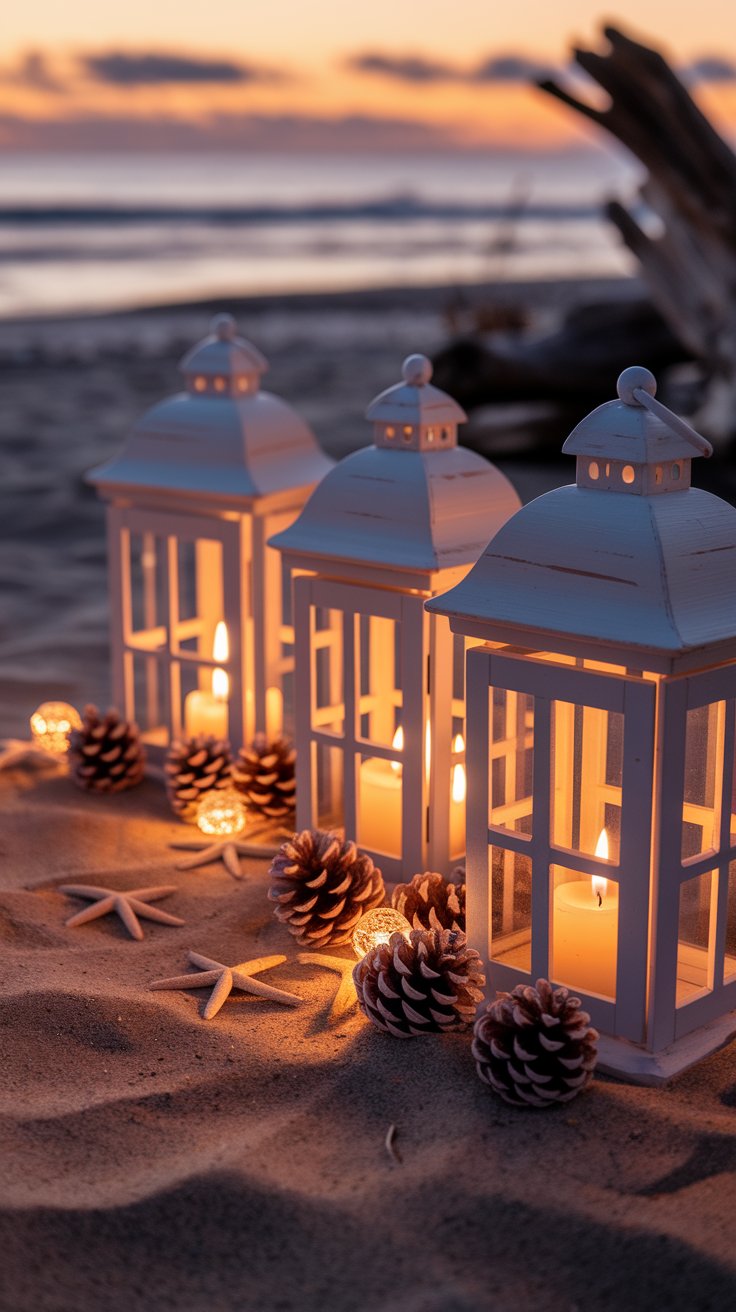 Whitewashed Lanterns And Candle Holders