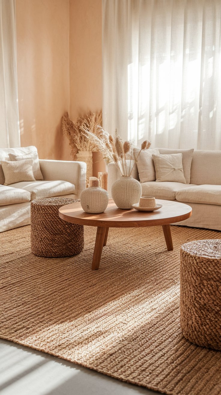 Layer jute and sisal rugs for natural texture