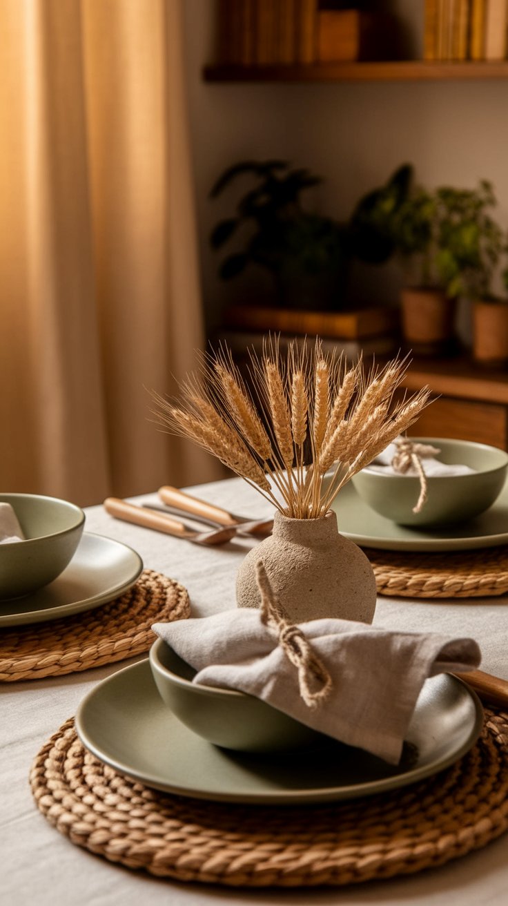 Choose earthy-colored kitchenware and table decor