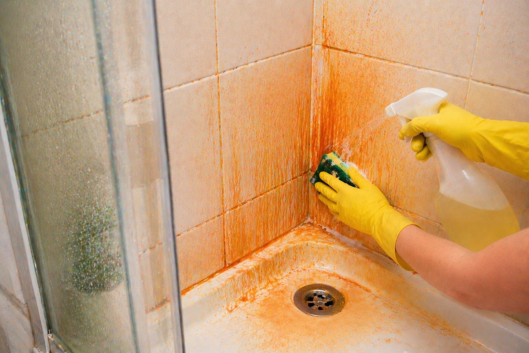 Cleaning rust stains in the shower