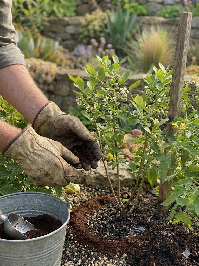 Nitrogen-rich coffee grounds fertilizer for acid-loving plants